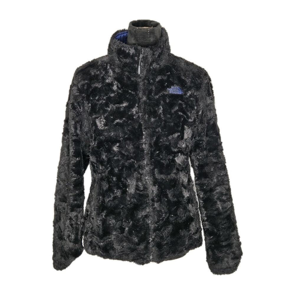 The North Face Mossbud Reversible Jacket Womens S Blue Black Faux Fur Puffer - Picture 2 of 10
